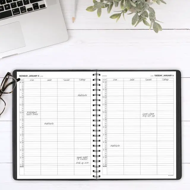 Alt view image 2 of 7 - 2026 Appointment Book Planner, Daily, 8" x 11", Large, Four Person Group, Black (708220526)