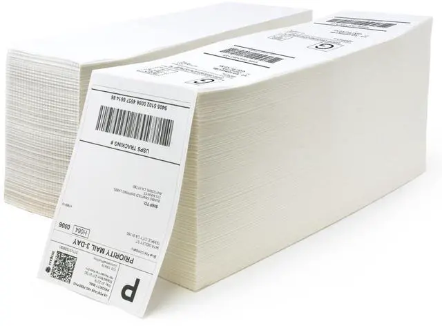 Main image of 4 x 6 Direct Thermal Labels, Perforated and BPA Free, Compatible with Zebra & Rollo Printers, Commercial Grade White Shipping Labels (4000 pcs - 2 Stacks of 2000)
