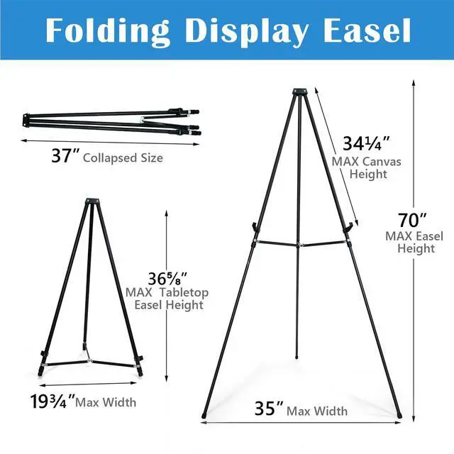 Alt view image 2 of 6 - 70" Adjustable Aluminum Display Easel Stand, Holds 20 lbs | Versatile Tripod Easel for Artistic Presentations, Lightweight and Sturdy for Art Shows, Exhibitions, and Studios,2 Pack
