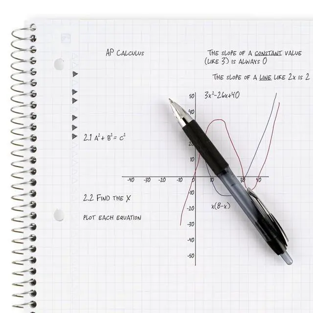 Alt view image 6 of 7 - Spiral Notebook + Study App,1 Subject,Graph Ruled Paper,8-1/2" x 11",100 Sheets,Fights Ink Bleed,Water Resistant Cover,Assorted Colors (73549),6 Count (Pack of 2)