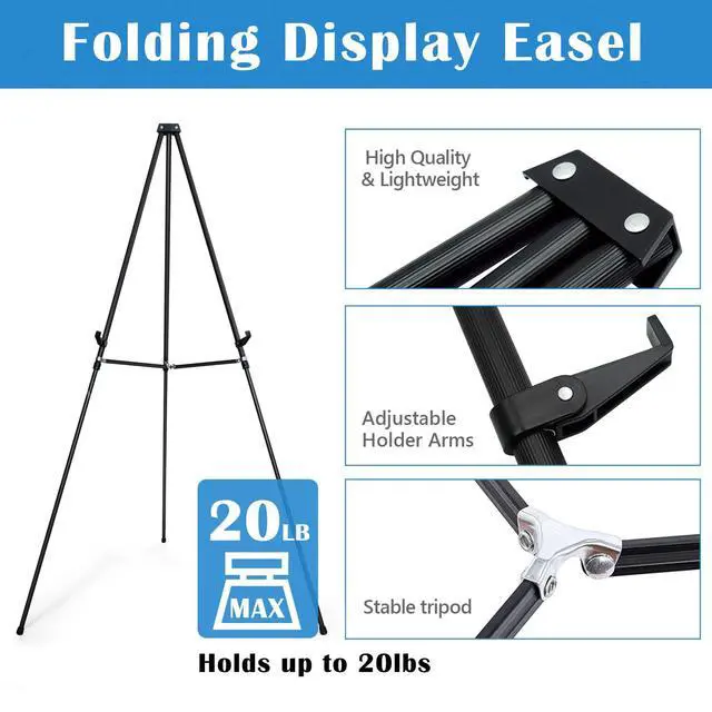 Alt view image 4 of 6 - 70" Adjustable Aluminum Display Easel Stand, Holds 20 lbs | Versatile Tripod Easel for Artistic Presentations, Lightweight and Sturdy for Art Shows, Exhibitions, and Studios,2 Pack