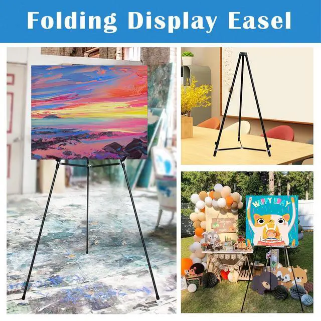 Alt view image 5 of 6 - 70" Adjustable Aluminum Display Easel Stand, Holds 20 lbs | Versatile Tripod Easel for Artistic Presentations, Lightweight and Sturdy for Art Shows, Exhibitions, and Studios,2 Pack