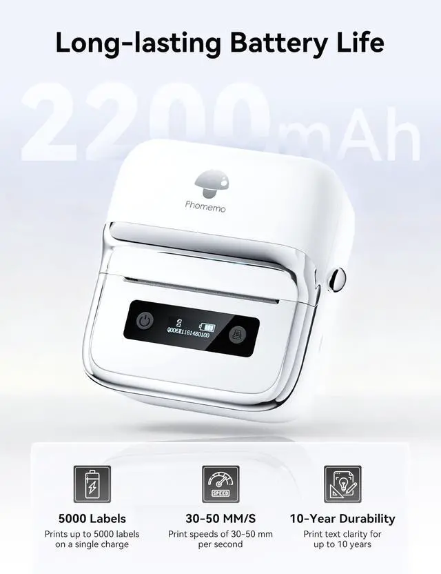 Alt view image 2 of 7 - M250 3 Inch Label Maker Machine with 3 Roll Labels | Bluetooth Thermal Label Printer, Upgrade Portable Barcode & Address Label Maker for Business, Home, School, Logo Label