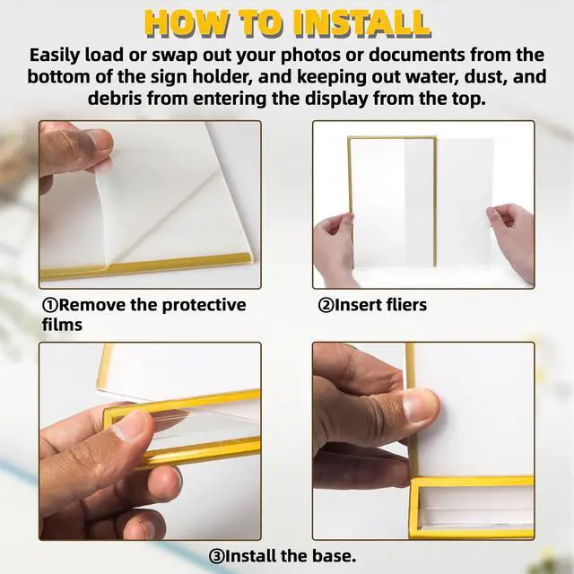 Alt view image 7 of 7 - 24-Pack 5"x7" Gold Acrylic Picture Frames 3mm Gold Border Wedding Table Number Holders, Clear Double-Sided Acrylic Sign Holders for Weddings, Banquets, Parties, Centerpieces