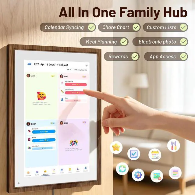 Alt view image 3 of 7 - 10.1" Digital Calendar Wall Touchscreen Smart Family Calendar | Easy Sync Google/iCould,No Subscription,Chore Chart,Digital Planner,Gift For Women,Digital Picture Frame