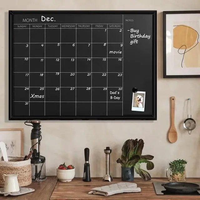 Alt view image 5 of 7 - Calendar Chalkboard, 23.6 x 31.5 inches, Magnetic Surface Black Frame Chalk Board for Planning,School Timetable Memo, Hanging Board for Office, School and Home(YLHB-BK-6080)
