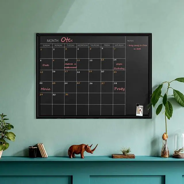 Alt view image 7 of 7 - Calendar Chalkboard, 23.6 x 31.5 inches, Magnetic Surface Black Frame Chalk Board for Planning,School Timetable Memo, Hanging Board for Office, School and Home(YLHB-BK-6080)