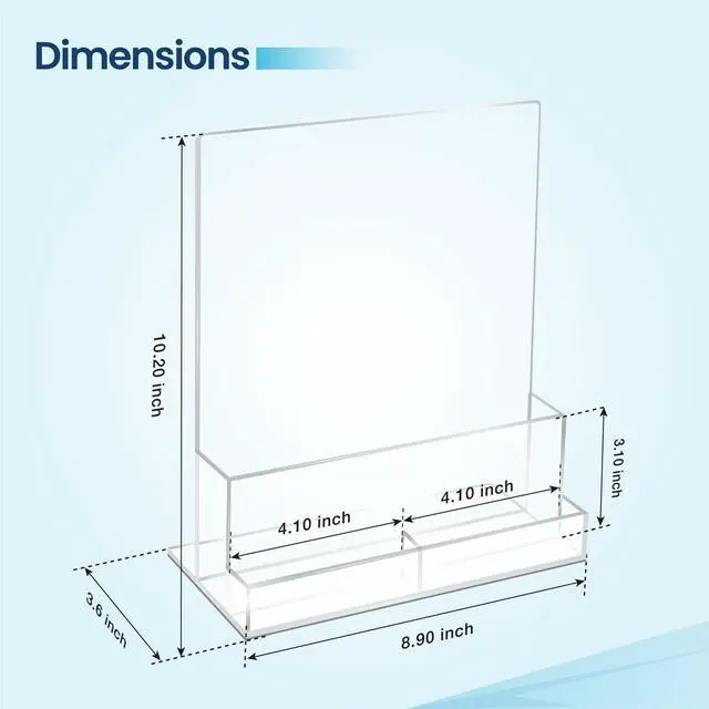 Alt view image 2 of 7 - 6 Pack Acrylic Brochure Holder 8.5x11, Clear Brochure Display Stand with Acrylic And Business Card Holder, Plastic Flyer Display Stand for Magazine, Pamphlet, Booklets, Menu, Journals