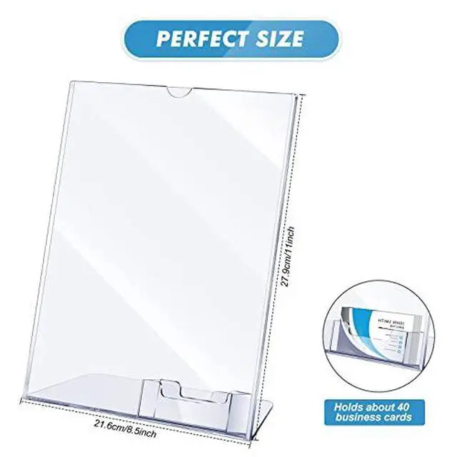 Alt view image 3 of 3 - Acrylic Flyer Stand Sign Holder with Business Card Holder 8.5 x 11 Clear Brochure Display Stand with Business Card Pocket for Magazine Pamphlet Booklets Menu Desktop(8 Pcs)