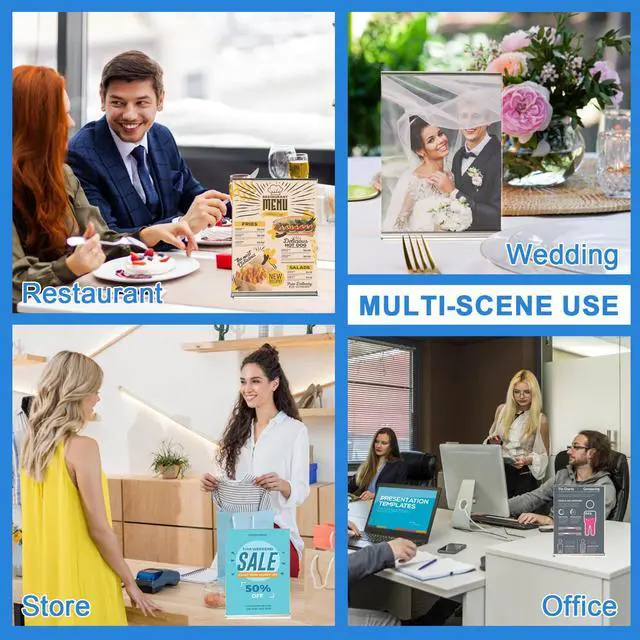Alt view image 7 of 7 - 24 Pack Acrylic Sign Holder 8.5 x 11 Inches Clear Double Sided Vertical Table Sign Holder Document Menu Flyer Holder T Shape Display Stand for Office Stores Restaurants Wedding Party