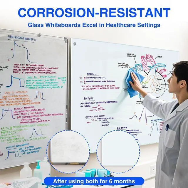 Alt view image 6 of 7 - Magnetic Glass Dry Erase White Board, 36 x 24 Inches Glass Board for Wall Mounted, Includes 6 Magnets, 3 Markers and 1 Eraser for Classroom Home, Office Supplies (White)