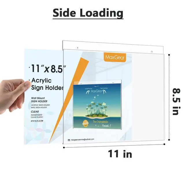 Alt view image 2 of 6 - Wall Mount Sign Holder, 8.5 x 11 Landscape, 24 Pack | Clear Acrylic Material, Easy Wall Installation with Included Screws and Pre-drilled Holes, Ideal for for Signs and Notices