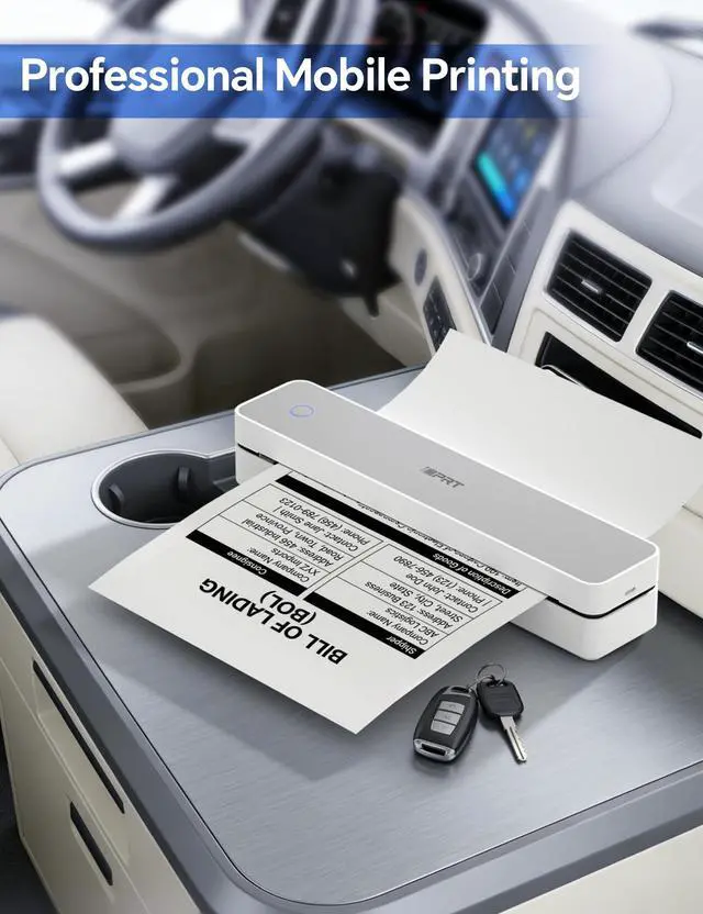 Alt view image 4 of 7 - MT610 Portable Thermal Printer, 203DPI Mobile-Travel-Printers, Inkless-Wireless-Small-Printer for Home Use, Office, Vehicles, Bluetooth Printers Supports 8.5" x 11" US Letter&A4&A5, White