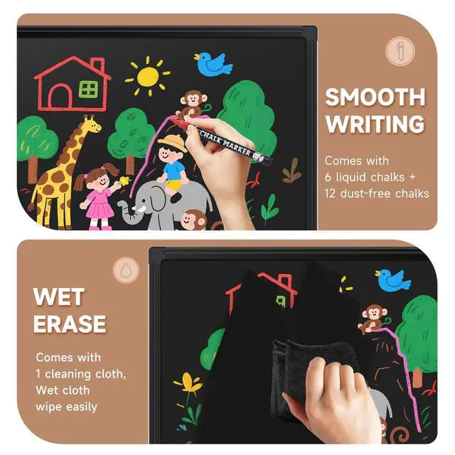 Alt view image 7 of 7 - Double-Sided Magnetic Chalkboard 48 x 24 Inches - Black Aluminum Frame Chalk Board Words Sign Wall Decor Long Plaque Pizarra for Business, Menu, School, Office