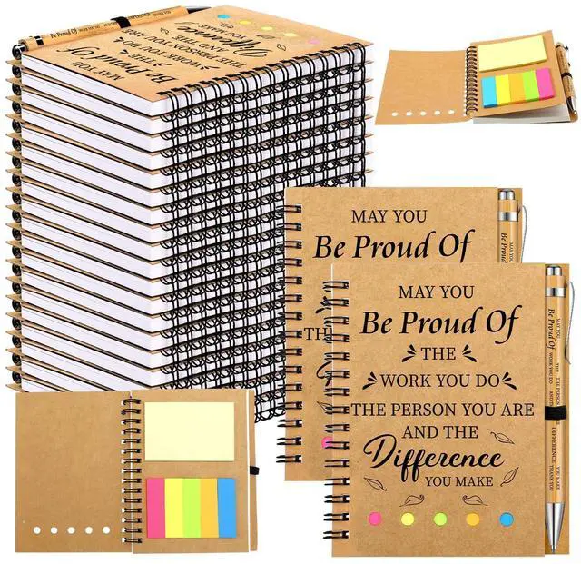 Main image of 100 Pcs Employee Appreciation Gifts Inspirational Gifts Set Mini Spiral Notebooks with Pen May You Be Proud of The Work You Do Motivational Thanks Gift for Staff Coworkers (Proud)