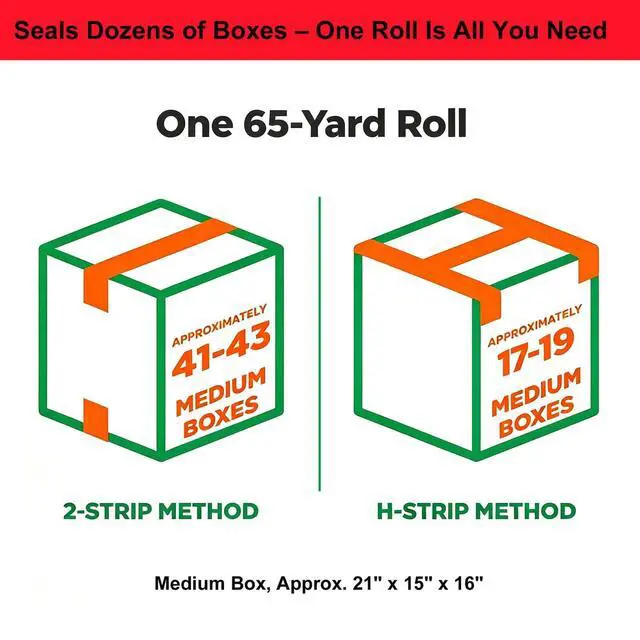Alt view image 3 of 7 - Heavy Duty Packing Tape for Moving Boxes and Packaging Supplies, 6/12/18/24 Rolls Clear Moving Tape with Dispenser and Utility Knife, 1.89in. X65yd, Mailing and Moving Supplies (24)
