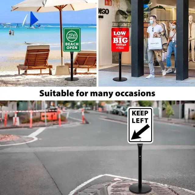 Alt view image 7 of 7 - Heavy Duty Parking Sign Base Cast Iron 48" Parking Sign Post, Heavy Duty Cast Iron Sign Holder Base, Movable Sign Stand Suitable for Hanging Warning, Notice, Guiding Sign Display Stand (Black)