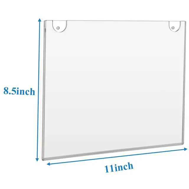 Alt view image 3 of 7 - Acrylic Sign Holder 8.5x11 Horizontal, Wall Mount Acrylic Sign Holder and Plastic Paper Display Ad Frame bonus with 3M Tape and Mounting Screws for Restaurants, Office, Store, 20 Pcs