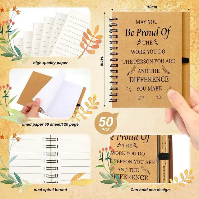 Alt view image 3 of 6 - 100 Pcs Employee Appreciation Gifts Inspirational Gifts Set Mini Spiral Notebooks with Pen May You Be Proud of The Work You Do Motivational Thanks Gift for Staff Coworkers (Inspirational Style)