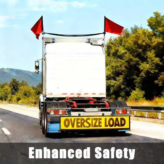 Alt view image 5 of 7 - 2 Pack Oversize Load Banner for Trucks & Pilot Cars, 4 Red Warning Flags with Bungee Hooks & Metal Hooks, Heavy Duty Mesh Wide Load Signs for Trailers/Semis, 18" x 84"