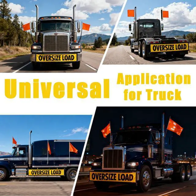 Alt view image 7 of 7 - 2 Pack Oversize Load Banner for Trucks & Pilot Cars, 4 Red Warning Flags with Bungee Hooks & Metal Hooks, Heavy Duty Mesh Wide Load Signs for Trailers/Semis, 18" x 84"
