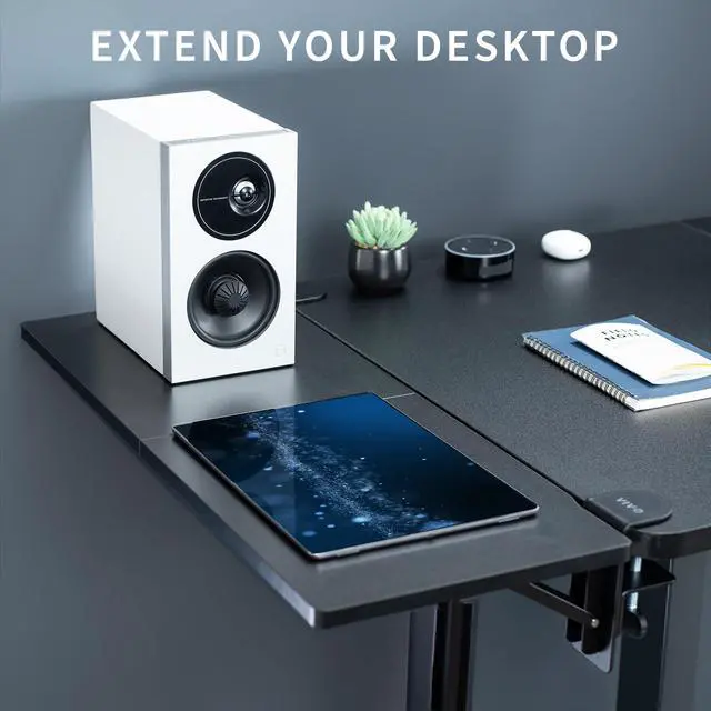 Alt view image 4 of 7 - Black Clamp-on 30 x 12 in Desk Extender, DESK-EXT30 | Foldable, Wrist Support Arm Rest, Office Keyboard Tray, Side Table Extension Attachment