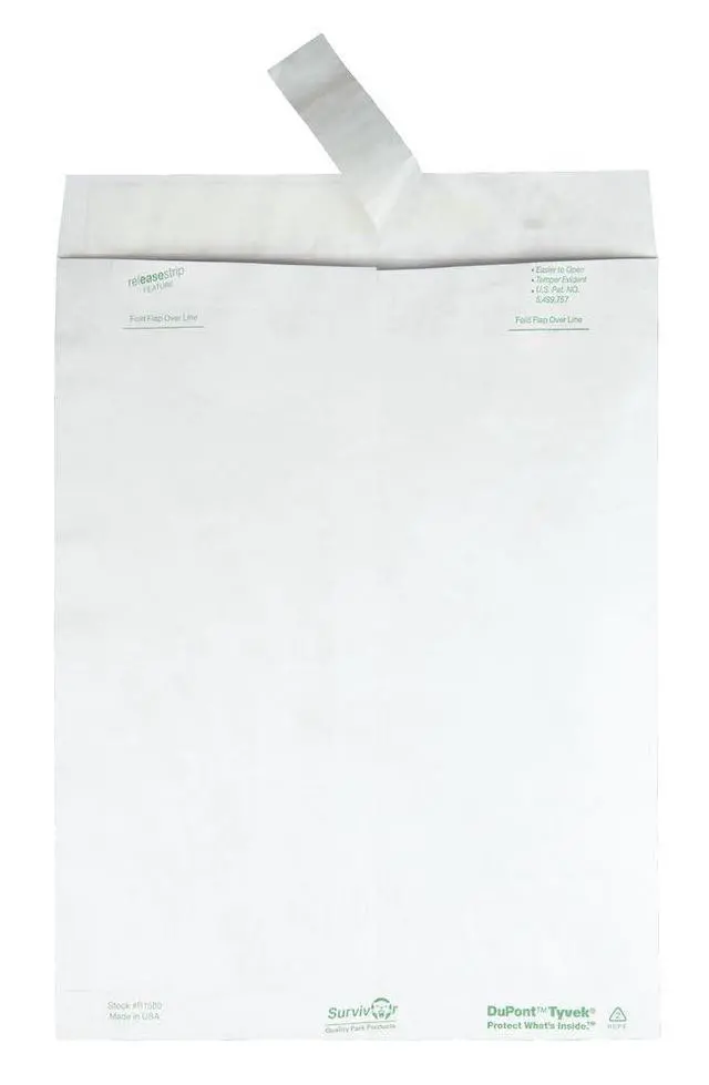 Alt view image 4 of 4 - Tyvek Envelopes, 100 Pack, Large 10 x 13 Mailers, Easy-to-Open Tamper Evident Pull Strip, Rip, Puncture & Water Resistant Self Sealing Mailing Envelopes for Lightweight Shipping, White