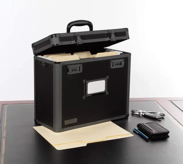 Alt view image 2 of 3 - File Organizer Storage Box - 14 x 7 x 12.19 Inch Letter Size, Portable Locking Storage Totes with Dual Combination Locks for Filing Office Documents - Super Tactical