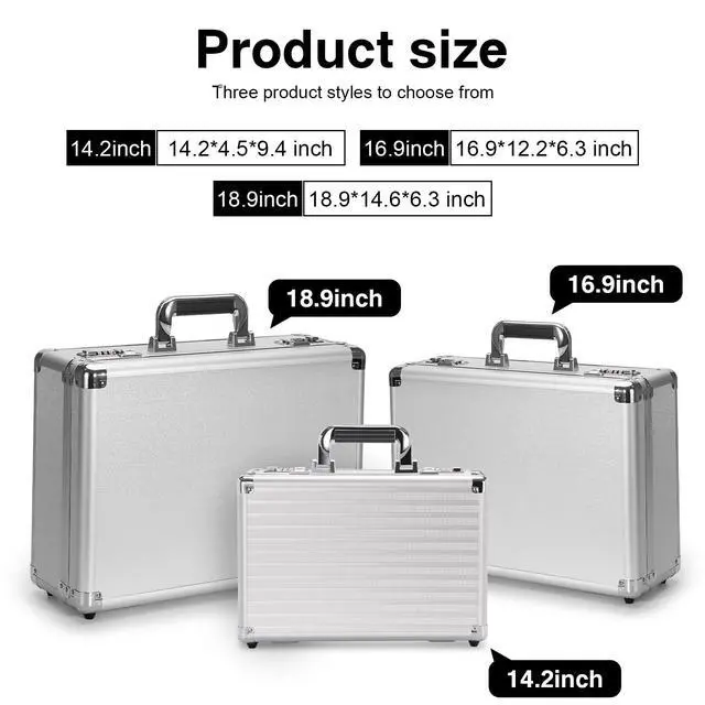 Alt view image 2 of 7 - File Organizer Storage Box - 18.9 x 14.6 x 6.3 Inch X-Large, Portable Locking Storage Totes with Dual Combination Locks for Cash, Documents & Valuables - Silver