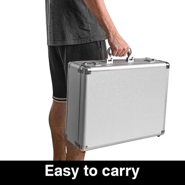 Alt view image 7 of 7 - File Organizer Storage Box - 18.9 x 14.6 x 6.3 Inch X-Large, Portable Locking Storage Totes with Dual Combination Locks for Cash, Documents & Valuables - Silver