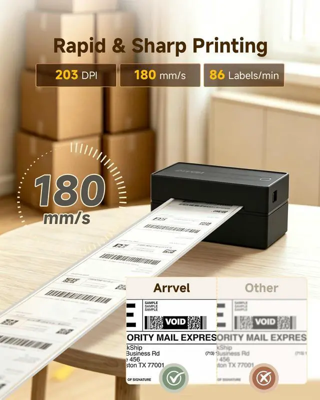 Alt view image 3 of 7 - Bluetooth Thermal Shipping Label Printer with Stand, Wireless 4x6 Label Printer for Small Business, Compatible with iPhone, Android, Windows & Mac, Works with Amazon USPS Etsy Shopify (Black)