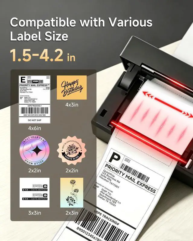 Alt view image 4 of 7 - Bluetooth Thermal Shipping Label Printer with Stand, Wireless 4x6 Label Printer for Small Business, Compatible with iPhone, Android, Windows & Mac, Works with Amazon USPS Etsy Shopify (Black)