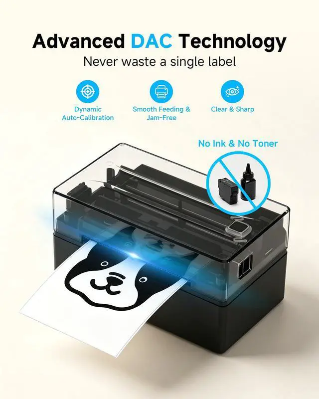 Alt view image 7 of 7 - Bluetooth Thermal Shipping Label Printer with Stand, Wireless 4x6 Label Printer for Small Business, Compatible with iPhone, Android, Windows & Mac, Works with Amazon USPS Etsy Shopify (Black)