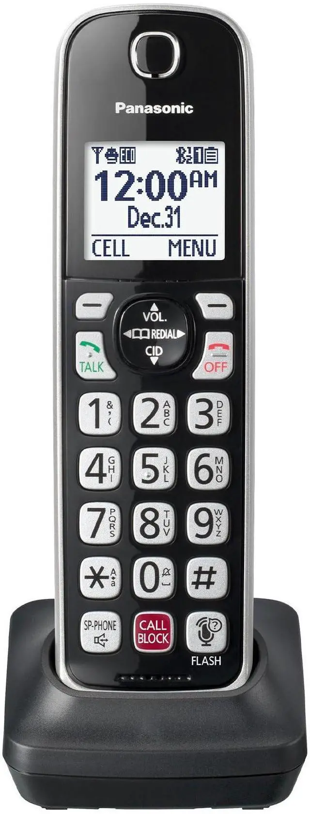 Main image of Cordless Phone Handset Accessory Compatible with KX-TGD86x Series Cordless Phone Systems - KX-TGDA86S (Black with Silver Trim)