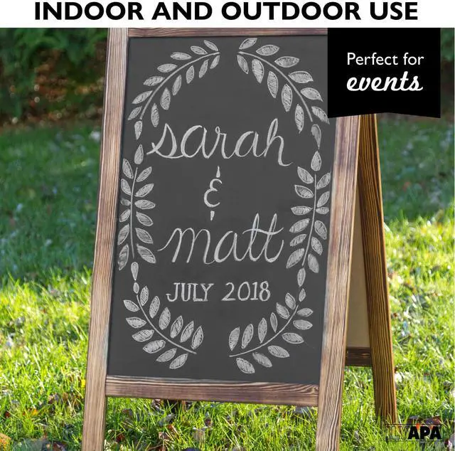 Alt view image 3 of 7 - A Frame Chalk Board Easel Sign 21x30 in - Sandwich Signs Outdoor | Solid Wood A Frame Chalkboard Sign, Magnetic Double-Sided Blackboard Easel, Includes Chalk & Eraser - Brown