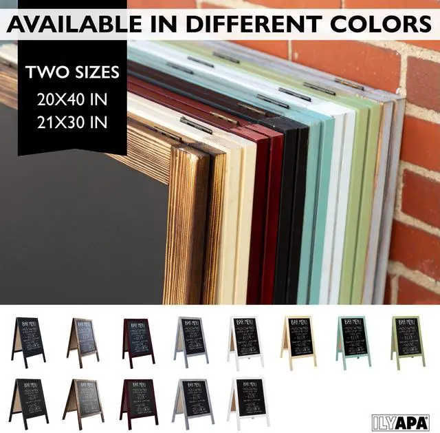 Alt view image 7 of 7 - A Frame Chalk Board Easel Sign 21x30 in - Sandwich Signs Outdoor | Solid Wood A Frame Chalkboard Sign, Magnetic Double-Sided Blackboard Easel, Includes Chalk & Eraser - Brown