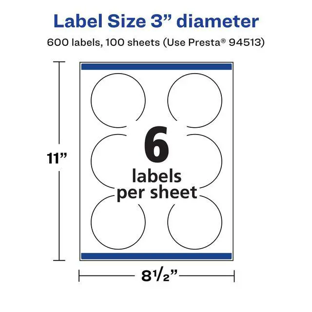 Alt view image 5 of 7 - Matte White Round Labels, Sure Feed Technology, 3" Diameter, 600 Matte White Printable Labels