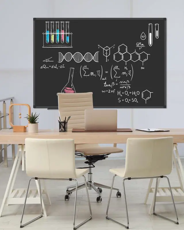 Alt view image 5 of 6 - XBoard Magnetic Chalkboard 48 x 31 inch Chalk Board/Black Board, Black Aluminium Frame, Display Collections