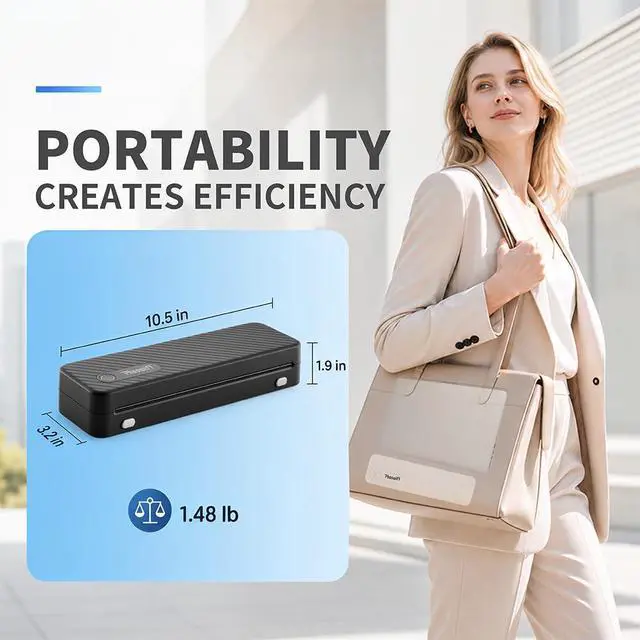 Alt view image 4 of 7 - Portable Thermal Printer for Laptop, Inkless Bluetooth Printer Support 8.5" X 11" Letter & A4, with Phone Travel for Home Use Car Office School