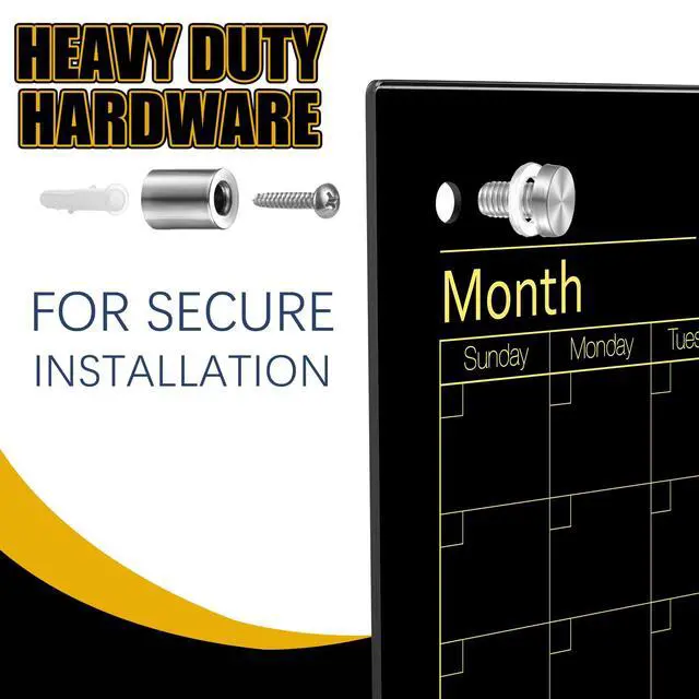 Alt view image 4 of 6 - Black Glass Whiteboard Calendar 36" X 18" 3 Month Dry Erase White Board Planner Glass Large Wall Mounted Calendar with Marker Tray for Wall Home Office