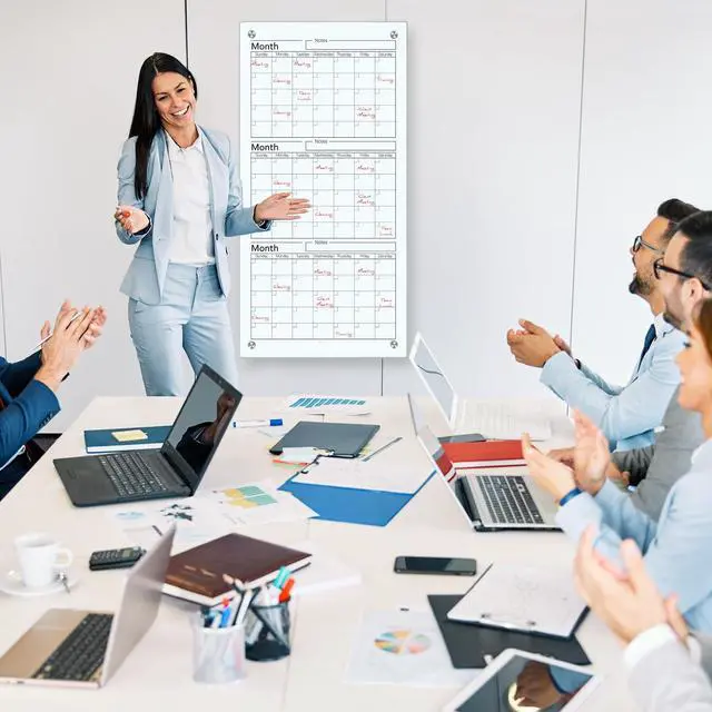 Alt view image 6 of 6 - Glass Whiteboard Calendar 36 x 18 3 Month Dry Erase Calendar White Board Planner Glass Large Wall Mounted with Marker Tray for Wall Home Office