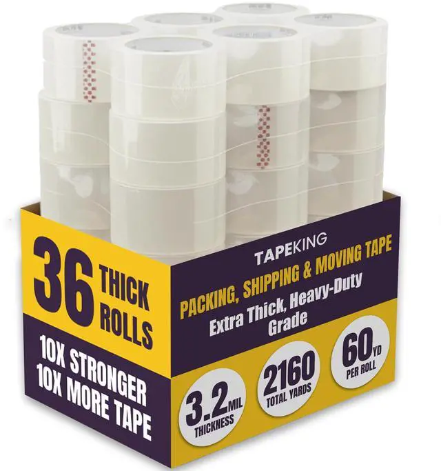 Main image of Clear Packing Tape Super Thick - 60 Yards Per Roll (Case of 36 Rolls) - Strong 3.2mil, Heavy Duty Adhesive Commercial Depot Tape for Moving, Sealing, Packaging Shipping, Office & Storage