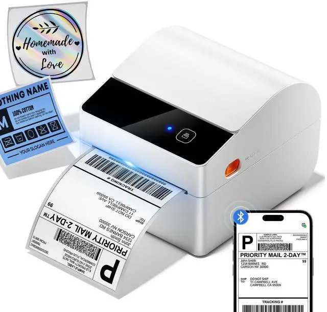 Main image of Bluetooth Shipping Label Printer 4x6 | White Thermal Label Printer with Built-in Paper Bin, Wireless Thermal Printer Compatible with iphone&PC, Amazon, Tiktok, USPS