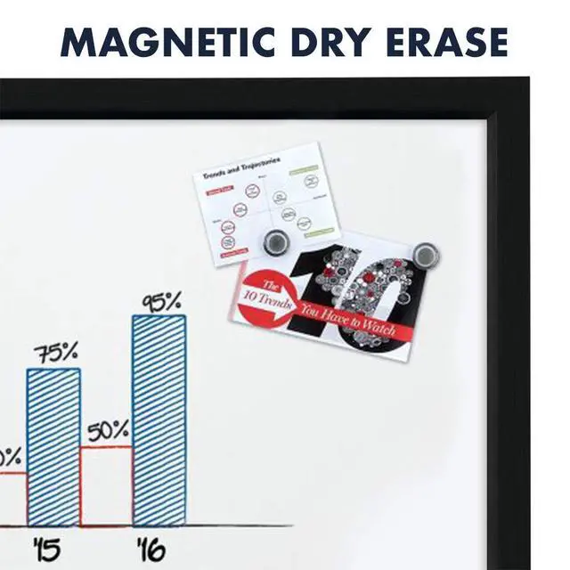 Alt view image 3 of 7 - Whiteboard, Dry Erase Board, Magnetic, 17" x 23", White Board, Black Frame, Includes Dry Erase Markers and Magnets, 4 Pack (MWDW1723M-BK)