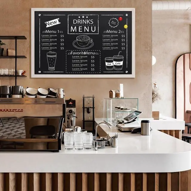 Alt view image 2 of 7 - Magnetic Chalkboard Words Sign - 24" x 36" Large White Frame Wall Decor Bulletin Chalk Board for Menu, Business, Restaurant, Farmhouse