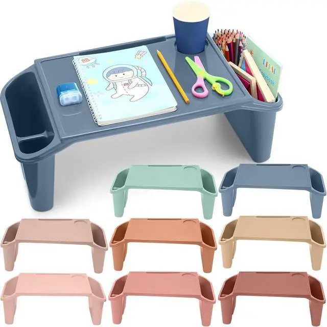 Main image of 8 Pcs Kids Lap Desk Tray Bulk 19.7x9.6x7.1in Portable Lap Tray for Kids Plastic Table with Side Storage Space for Bed Classroom Laptop Children Car Activity Eating Floor (Multicolor)