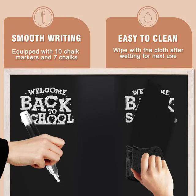 Alt view image 6 of 7 - Magnetic Chalkboard Words Sign - 24" x 36" Large White Frame Wall Decor Bulletin Chalk Board for Menu, Business, Restaurant, Farmhouse