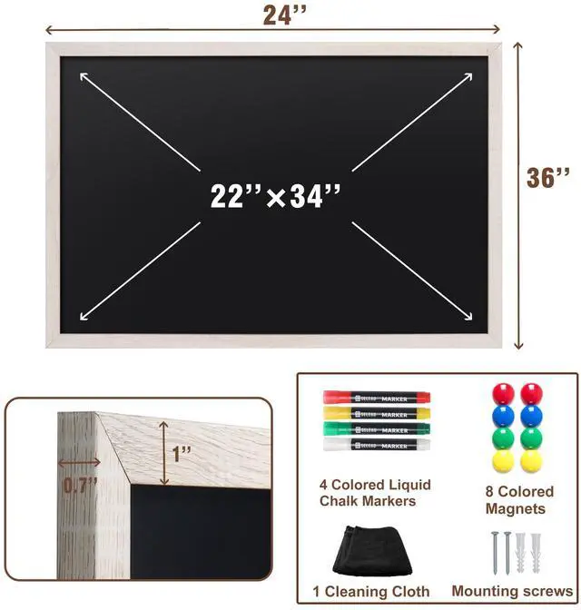 Alt view image 7 of 7 - Magnetic Chalkboard Words Sign - 24" x 36" Large White Frame Wall Decor Bulletin Chalk Board for Menu, Business, Restaurant, Farmhouse