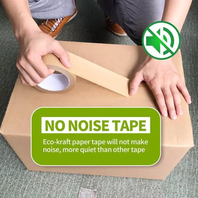 Alt view image 4 of 7 - Eco-Friendly Kraft Paper Tape, Biodegradable Kraft Paper Tape, Recyclable Writable Packing Tape, Non-Coated Surface for Masking, Sealing, 2inch x 60yards, 24Rolls