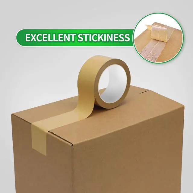 Alt view image 6 of 7 - Eco-Friendly Kraft Paper Tape, Biodegradable Kraft Paper Tape, Recyclable Writable Packing Tape, Non-Coated Surface for Masking, Sealing, 2inch x 60yards, 24Rolls